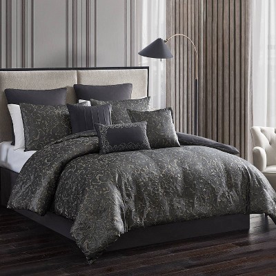 Gray and black store comforter set