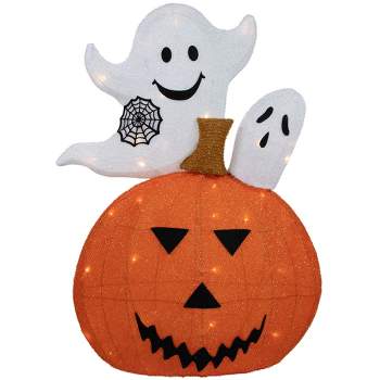 Northlight 27.5" LED Lighted Battery Operated Jack-O-Lantern and Ghosts Halloween Decoration