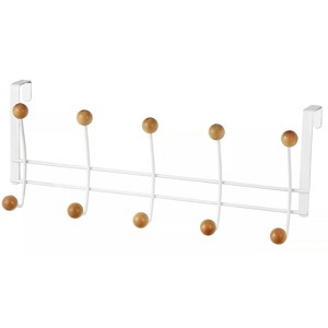 Home Mart Goods Heavy Duty Bamboo White Over The Door Hanger Hanging Rack 10 Hooks Organizer - 1 of 2
