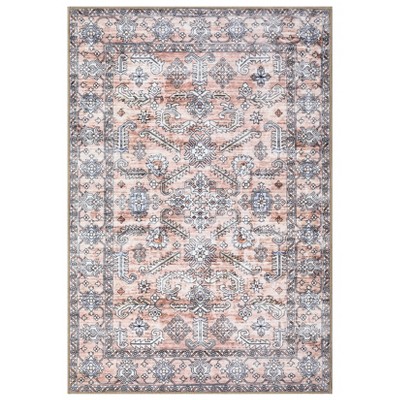 Foldable Geometric Persian Area Rug, Imitation Cashmere Polyester, Washable, Non-Slip, Kid & Pet Friendly for Hallway & Kitchen