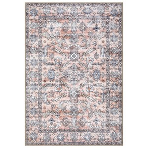 Foldable Geometric Persian Area Rug, Imitation Cashmere Polyester, Washable, Non-Slip, Kid & Pet Friendly for Hallway & Kitchen - 1 of 4