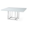 HomeRoots 59" White and Silver Wood and Metal Pedestal Base Square Dining Table - 4 of 4