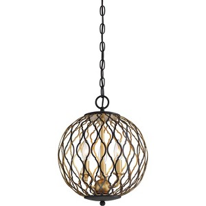 Minka Lavery Sand Coal Honey Gold Mini Pendant Chandelier 12" Wide Modern 3-Light Fixture for Dining Room House Foyer Kitchen Home - 1 of 2