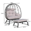 Indoor Outdoor Double Egg Chair with Ottoman Padded Cushions,Wicker Lounge Chair Deep Seating Chair with Footrests,Loveseat for Patio Porch Backyard - 3 of 4