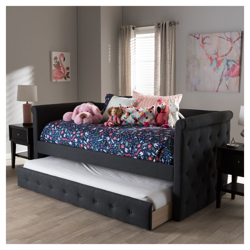 Twin Alena Modern And Contemporary Fabric Daybed with Trundle - Baxton Studio, 6 of 7