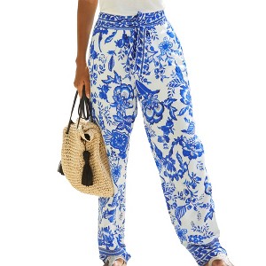 Women's Belted Floral Pants - LASCANA - 1 of 4
