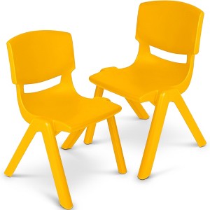 Playkidiz Kids Plastic Chair Set of 2- Preschool Chairs for Toddlers Kids 23" H - Yellow - 1 of 4