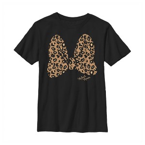 Boy's Disney Minnie Mouse Cheetah Print Bow Signature T-Shirt - 1 of 4