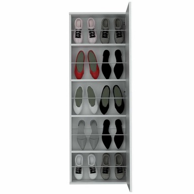 Leto Black Wengue Wall Mounted Shoe Rack with Mirror
