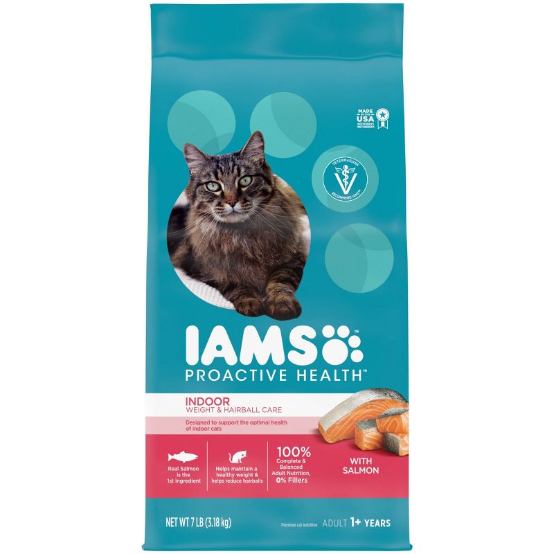 IAMS Proactive Health Indoor Weight and Hairball Care Salmon Adult Dry Cat Food - 7lbs, 1 of 12