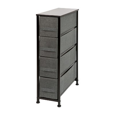 4 drawer narrow vertical deals dresser with fabric drawers