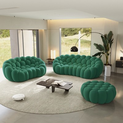 WJSHome Bubble Sofa Curved Couch Set, Breathable Mesh Fabric Modular Sectional Sofa (2 Seater, 3 Seater, Ottoman)