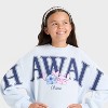 Girls' Disney Stitch and Angel Hawaii Fleece Crewneck Graphic Sweatshirt - Light Blue - 2 of 4