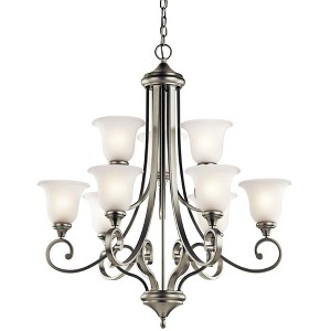 Monroe 37.75" 9 Light 2 Tier Chandelier with Satin Etched Glass in Brushed Nickel - 1 of 1