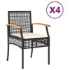 vidaXL Patio Chairs/Cushions Set - 4 Pcs Black Poly Rattan & Acacia Wood for Outdoor/Garden - Durable, Easy-to-Clean - 4 of 4