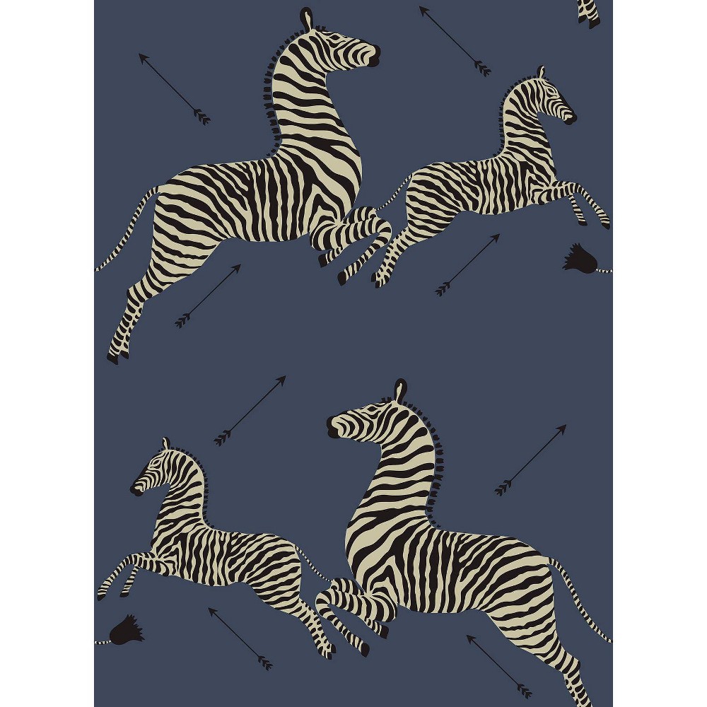 Photos - Wallpaper Brewster Denim Zebra Safari Scalamandre Self Adhesive 