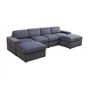 AndMakers 130 in. W Square Arm 6-piece U Shaped Microfiber Modern Sectional Sofa in Dark Gray - 4 of 4