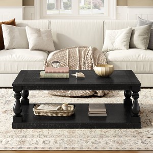 NicBex Rectangle Coffee Table with Artistic Vase Column Legs and Luxurious Pine Veneer,45.2" Center Table for Livng Room - 1 of 4