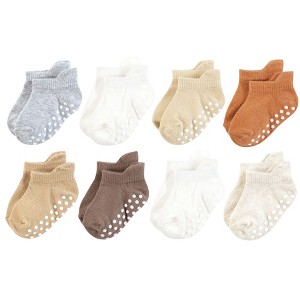 Touched by Nature Unisex Organic Cotton Socks with Non-Skid Gripper for Fall Resistance, Beige Neutral - 1 of 4