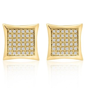 Pompeii3 1/3Ct Natural Diamond Pave Square Framed Womens Earrings in White or Yellow Gold - 1 of 4