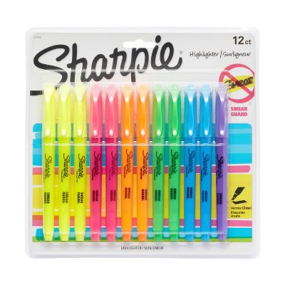 Sharpie Pocket  12pk Highlighters Smear Guard Narrow Chisel Tip Multicolored