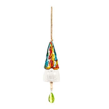 Evergreen Glass Gnome Bell Chime, Blue
