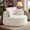 Mshliw Round Lounge Chair with Corduroy Upholstery, Single Sofa, Comfy Floor Chair with Foam and Spring Cushion and Back Pillows for Living Room - 3 of 4