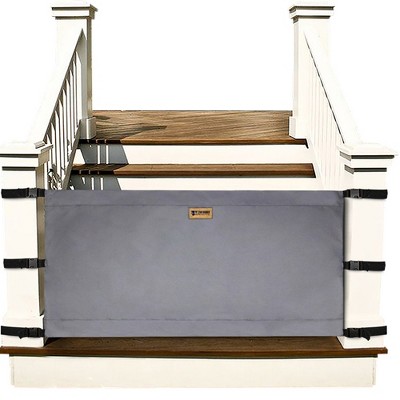 The Stair Barrier Portable Travel Wide Banister to Banister Retractable Fabric Baby and Pet Safety Gate, 42 to 52 Inch, Indoor/Outdoor Gray