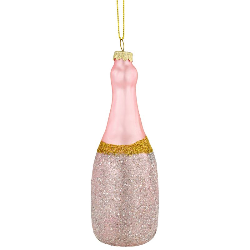 Northlight 5.5" Glittered Champagne Bottle Glass Christmas Ornament, 5 of 6