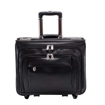 McKlein Sheridan 15" Leather Patented Detachable - Wheeled Catalog Briefcase (Black)