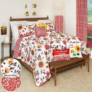 The Lakeside Collection Jacobean Sunflower Quilt Ensemble - Full/Queen Quilt - 1 of 4