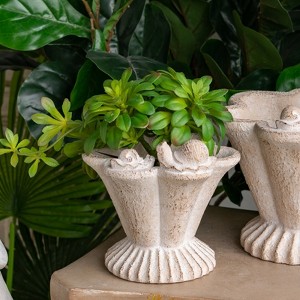 VisioGear Coral Planter with Textured Beige Finish, Modern Design for Indoor and Outdoor Spaces, Beige, 8"*7.3"*7.5" - 1 of 4