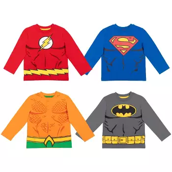 Dc Comics Justice League Batman Superman Flash Aquaman Little Boys 4 Pack  T-shirt : Target