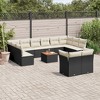 vidaXL Patio Sofa Set with Cushions Outdoor Furniture 13 Piece Poly Rattan - Black and Cream - 2 of 4