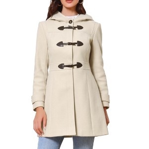 INSPIRE CHIC Women's Winter Trench Mid-thigh Hooded Toggle Duffle Pea Coat with Pockets - 1 of 4