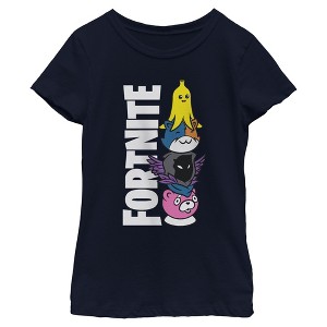 Girls Fortnite Cute Characters Logo T Shirt - 1 of 4