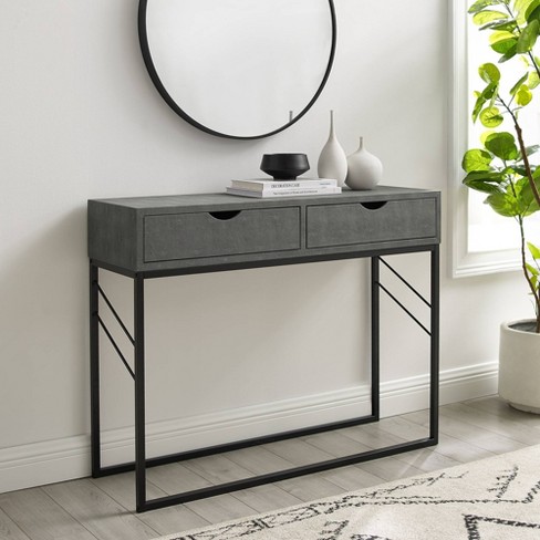 Faux Reen Modern 2 Drawer Entry, Front Door Table With Drawers