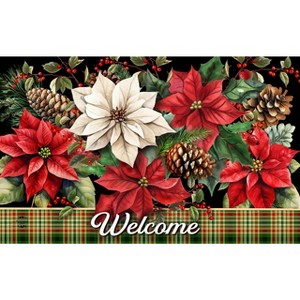 Briarwood Lane Winter Christmas Doormat 30x18 Indoor Outdoor Mixed Poinsettias For Christmas Doormat - 1 of 4