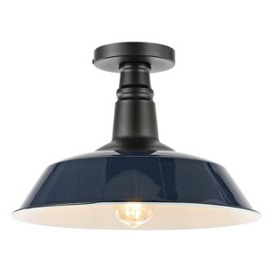 14" 1-Light Camila Classic Industrial Indoor/Outdoor Iron LED Semi Flush Mount - JONATHAN Y - 1 of 4