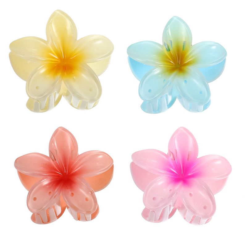 Unique Bargains Girls Claw Hair Clips Flower Shape Hair Accessories Pink Purple Blue Yellow 4 Pcs, 1 of 7
