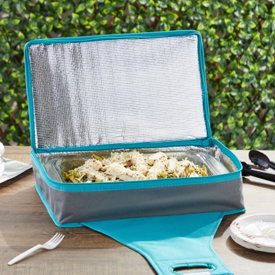 Teal and Gray Insulated Thermal Food Carrier Bag