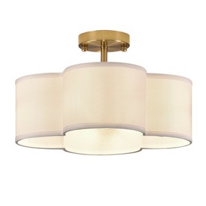 Dewdrop 4-Light Semi-Flush Mount Off-White Fabric Drum Shade Ceiling Light - 1 of 4