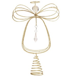 Aoibox Lighted Christmas Tree Topper Angel 10 Inch Gold Metal Wire Angel with Timer LED Lights for 6ft 9ft Tree 1 Piece - 1 of 4