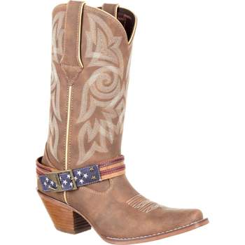Women's Durango Flag Accessory Western Boot, DRD0208. Brown
