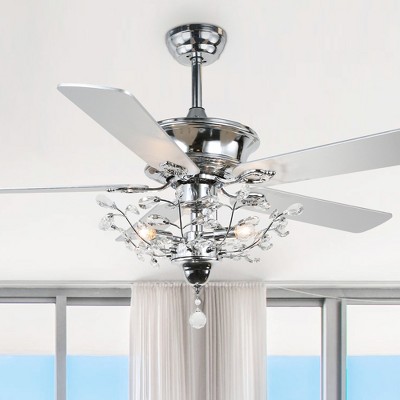 Bella Depot 52" Modern Crystal Ceiling Fan with Light and Remote Control for Dining Room Bedroom