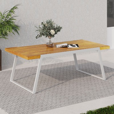 NicBex 70.75" Outdoor Dining Table,Rectangle  Patio Table with Modern Design for 4 to 6 Chairs,Outdoor Furniture,Teak