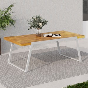 NicBex 70.75" Outdoor Dining Table,Rectangle  Patio Table with Modern Design for 4 to 6 Chairs,Outdoor Furniture,Teak - 1 of 4