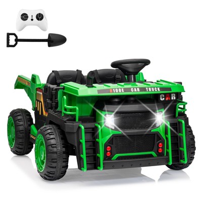 Garvee 24V 2-Seater Ride-On Dump Truck for Kids, Electric Construction Vehicle with Remote Control,Motorized Dump Bed, Shovel, LED Lights, Music
