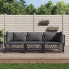 vidaXL 3-Piece Patio Lounge Set, Anthracite Woven Fabric and Steel Frame, Modular Design, Comfortable Cushions Included, Outdoor Garden Furniture - 2 of 4