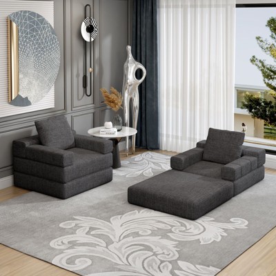NicBex Foldable Futon Sofa Single Linen Sofa Chair Convertible Sleeper Couch for Living Room